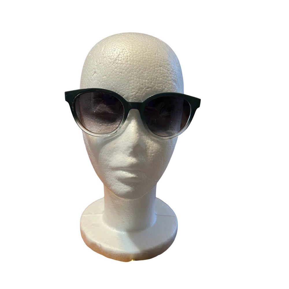 Womens Round Teal Gradient Sunglasses Silver Temple Accents 090-01-8065